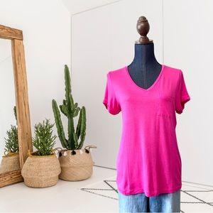 Jane and Bleecker Cuff Short Sleeve V-Neck Top